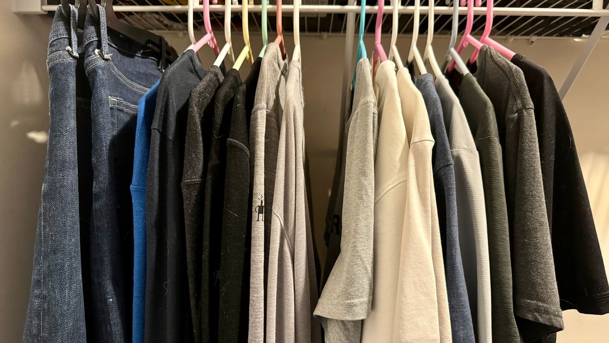 Shirts and jeans in my closet